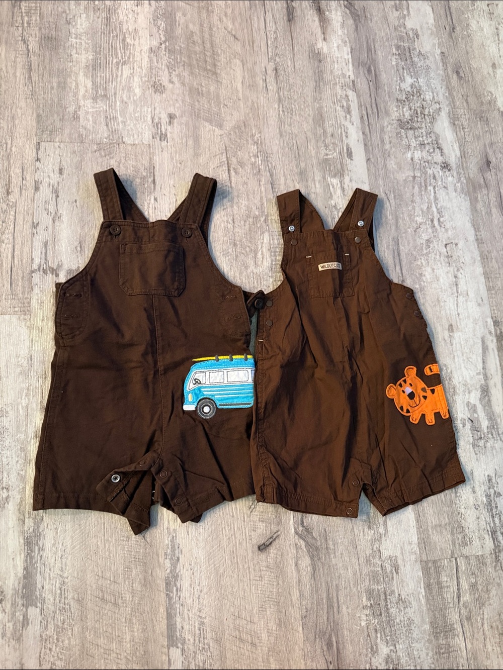 Unbranded Brown Baby/Toddler Overalls with Fun Appliqués